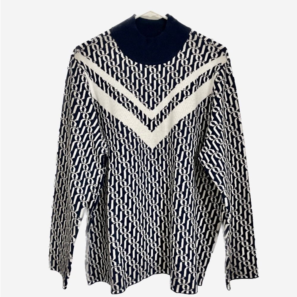 Liz Claiborne Navy/White Sweater